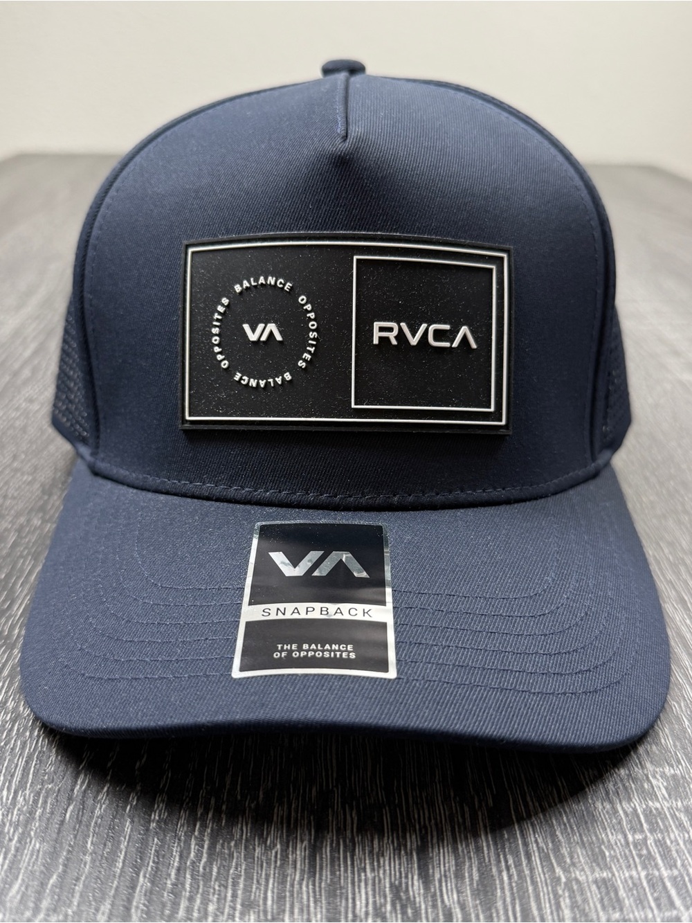 RVCA Amped Up Trucker Adjustable Snapback Navy Blue Hat NWT One Size